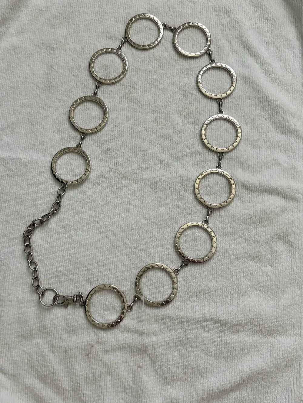 Silver-Tone Open Circle Link Necklace
